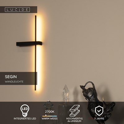 Lucide SEGIN - Wandleuchte - LED - 1x6W 2700K - Schwarz